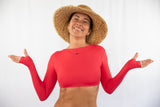 Kona Long Sleeve Crop Top - Red Hot