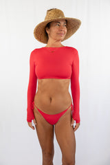 Kona Long Sleeve Crop Top - Red Hot