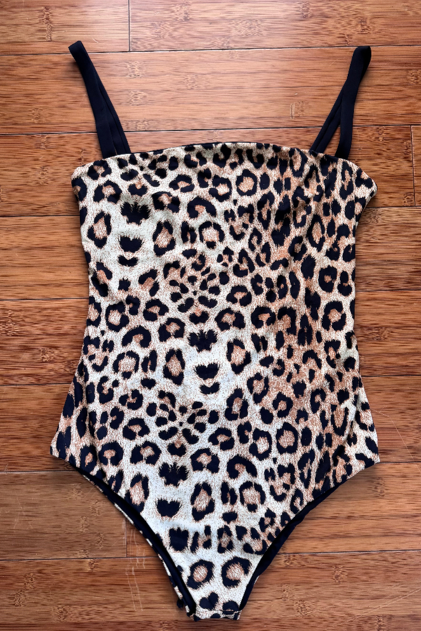 Corset One Piece Suit - Leopard/Black Reversible
